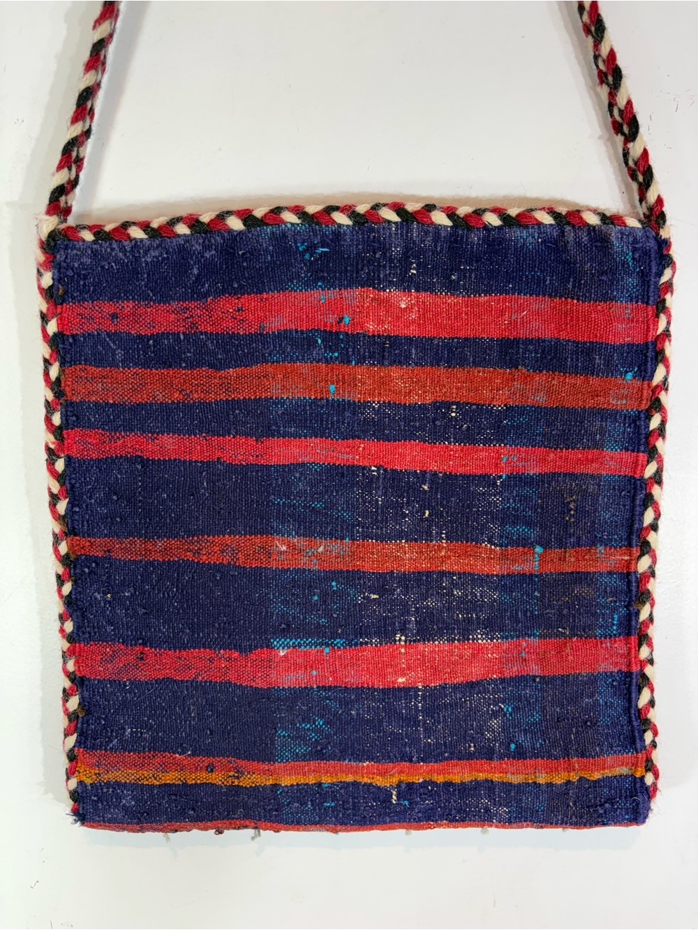 Vintage Handwoven Wool Carpet Crossbody Bag Boho Kilim Artisan - Picture 5 of 13